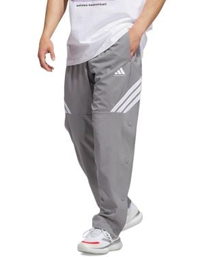 adidas Three-stripe Woven Snap Pants - Gray