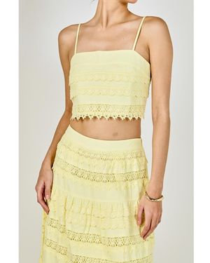 Endless Rose Lace Trim Crop Top - Yellow
