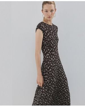 Mango Floral-Print Midi-Dress in Brown | Lyst