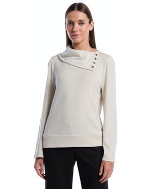 Rafaella Petite Long-sleeve Cowl Neck Blouse - Gray