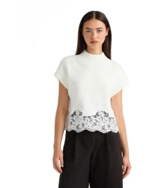 Macy's Nvlt Sleeveless Lace Hem Sweater - White