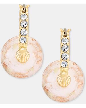 Lonna & Lilly Murano Glass Charm Pave Hoop Earrings - Natural