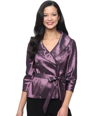 Alex Evenings V-neck Portrait Collar Blouse - Purple