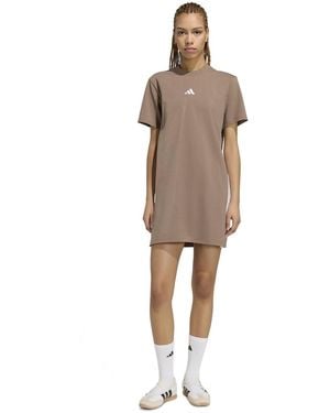 adidas 3-stripes Crewneck T-shirt Dress - Natural