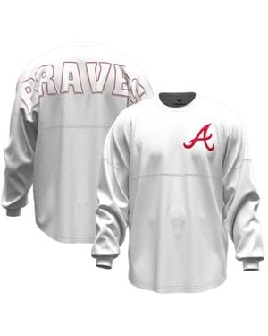 Fanatics Atlanta Braves Baseball Stitch Spirit Jersey Long Sleeve T-shirt - Gray