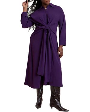 Eloquii Drapey Faux Leather Mini Dress - Purple