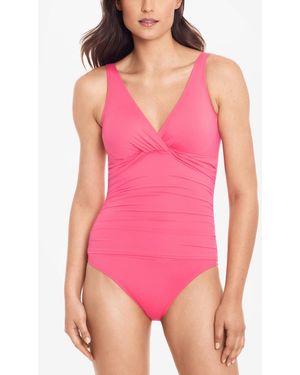 Ralph Lauren Beach Club Solid Twist Underwire Tummy-control One-piece Swimsuit - Pink