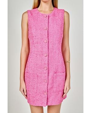 Endless Rose Tweed Sleeveless Sheath Dress - Pink