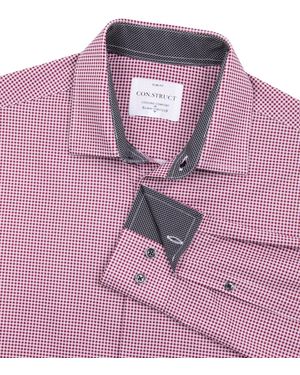 Con.struct Slim Fit Gingham Performance Stretch Cooling Comfort Dress Shirt - Purple