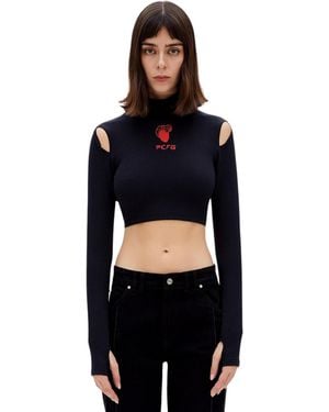 Pcfg Cotton Long Sleeve Crop Top - Black