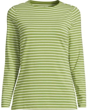 Lands' End Lightweight Jersey Skimming Long Sleeve Crew Neck T-shirt - Green
