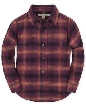 Hope & Henry Little And Big Boys' Organic Long Sleeve Flannel Button Down Shirt - Red