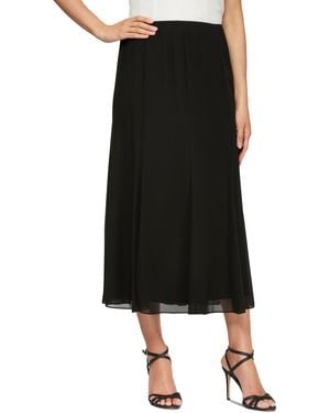 Alex Evenings Chiffon A-line Midi Skirt - Black