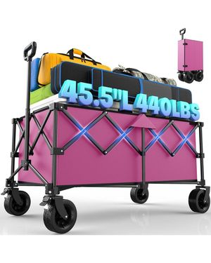 Gnuadz 45.5" Collapsible Wagon Heavy Duty Foldable Adjustable Handle - Pink