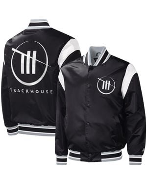 Starter Trackhouse Racing Force Play Full-snap Varsity Jacket - Black