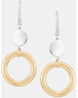 DKNY Disc & Ring Double Drop Earrings - Metallic