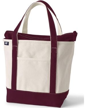Lands' End Medium 5 Pocket Zip Top Canvas Tote Bag - Red