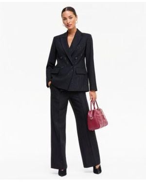 INC International Concepts Sequin Pinstripe Blazer Wide Leg Pants - Black