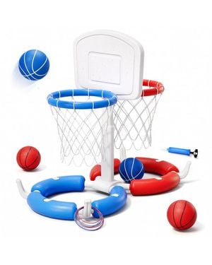 Gnuadz 2-in-1 Pool Basketball Hoop Ring Toss Game Floating Water Toy - Blue