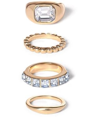 Jessica Simpson 4-piece Textured -tone Ring Set - White