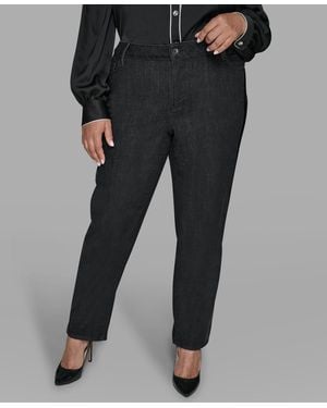 Karl Lagerfeld Karl Lagerfield Paris Plus Size Rhinestone Trim High Rise Denim Pants - Black