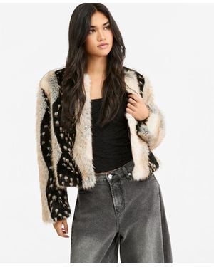 BarIII Faux Fur Long-sleeve Crew-neck Jacket - Black