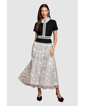 Coast Embroidered Mesh Skirt Midaxi Dress - White