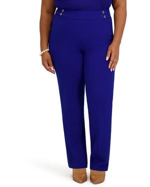 Kasper Mid-rise Pull-on Extend Tab Pants - Blue