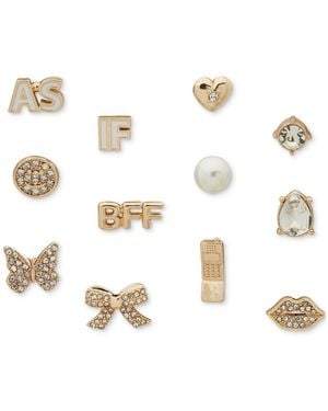 Clueless Gold-tone 12-pc. Set Mixed Stone Single Stud Earrings - White
