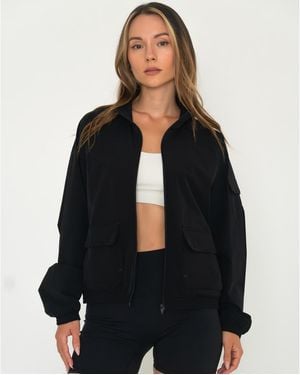 Rebody Active Cargo Nylon Windbreaker Jacket - Black