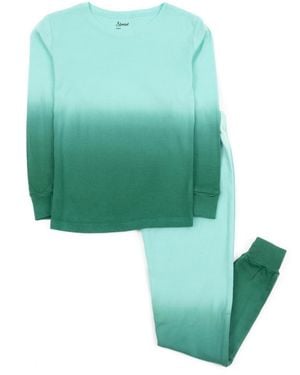 Leveret Kids Matching Family Two Piece Cotton Long Sleeve Tie Dye Pajamas. - Green