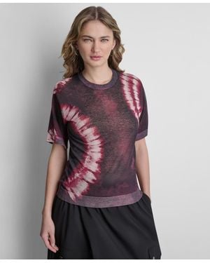 DKNY Printed Short-sleeve Sweater - Purple