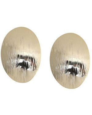 SOH Textured Lined Circular Stud Earrings - Natural