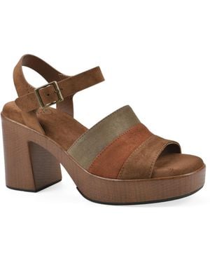White Mountain Barrette Platform Block Heel Dress Sandals - Brown