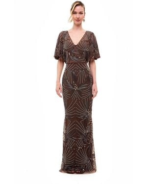 Beauut Embellished Sequin Fitted Gown - Brown