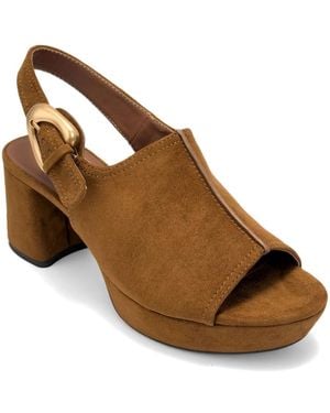 Aerosoles Chancey Buckle Platform Sandals - Brown