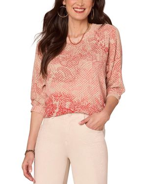 Democracy Petite Printed Dolman-sleeve Sweater - Red