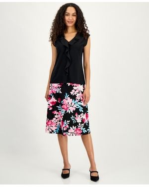 Kasper Petite V-neck Sleeveless Knit Top - Black