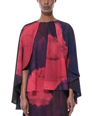 eem Cape Sleeve Printed Blouse - Red