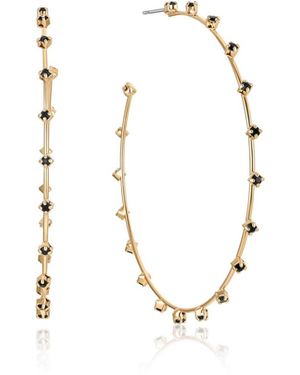Ettika Simple Spark Crystal 18k Gold Plated Hoops - Black