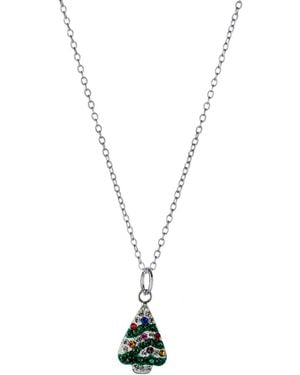Macy's Giani Bernini Crystal Christmas Tree Pendant Necklace (0.30 Ct. T.w. - Metallic