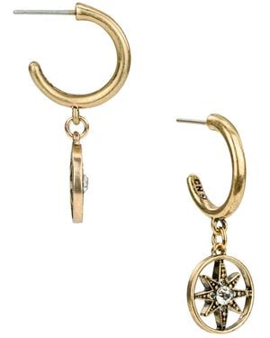 Patricia Nash Gold-tone Plated Small Hoop Dangle Earrings - Metallic