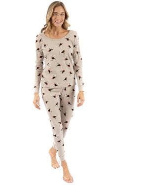 Leveret Matching Family Two-piece Cotton Long Sleeve Shirt And Pants Print Pajamas - White