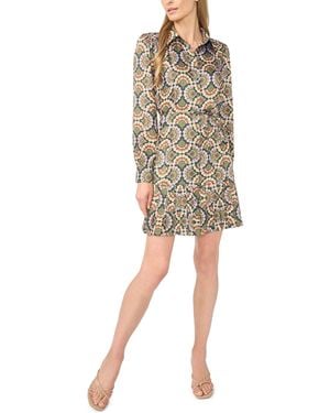Cece Long-sleeve Pleated-skirt Mini Dress - Natural