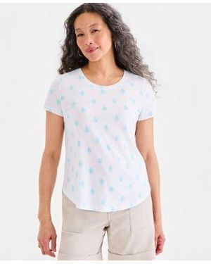 Style & Co. Style Co Printed Short Sleeve Crewneck T Shirt Macys Exclusive - White