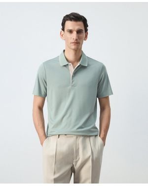 Mango Slim-fit Solid Polo Shirt - Blue