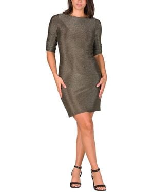 24seven Comfort Apparel Elbow Length Sleeve Bodycon Mini Party Dress - Metallic