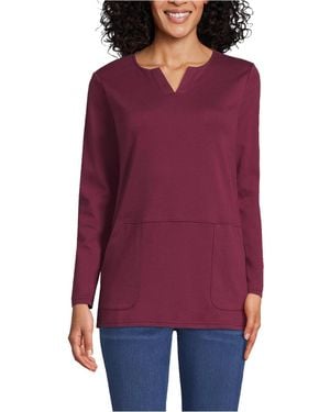 Lands' End Cotton Polyester Long Sleeve Tunic - Purple