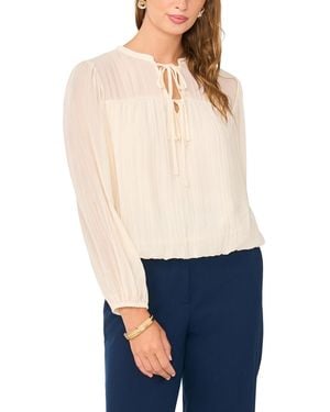 Vince Camuto Split Neck Long-sleeve Bubble Hem Blouse - Blue