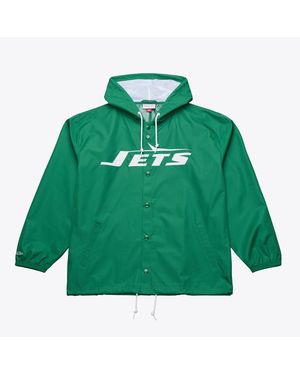 Mitchell & Ness New York Jets Coaches Full-snap Hooded Windbreaker Jacket - Green
